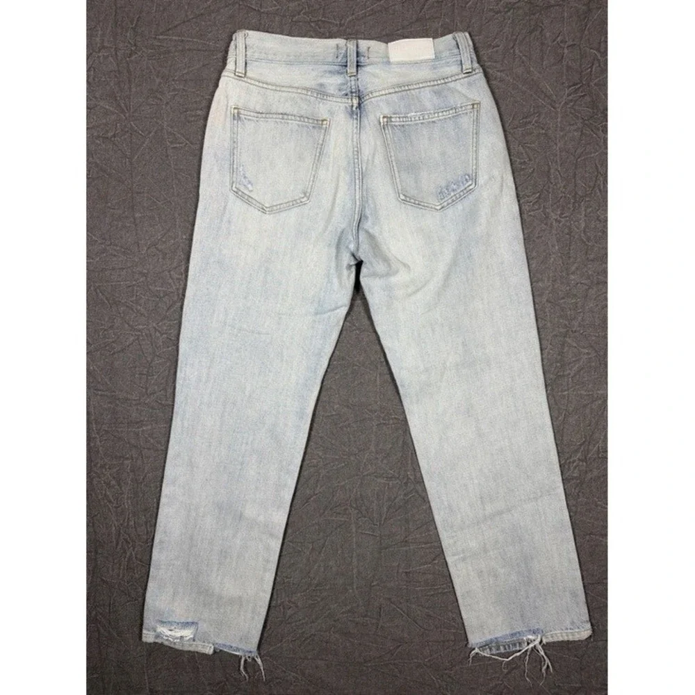 Pistola Lennon High Rise Distressed Straight Leg Jeans Light Wash‎ Blue Size 25